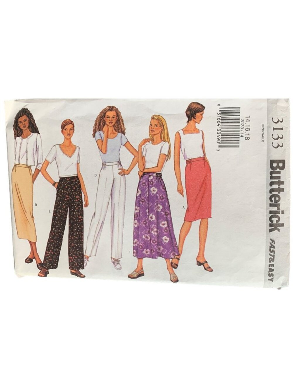 Butterick 3133 Misses Skirt Pant Pattern Size 14 16 18 Uncut 2001